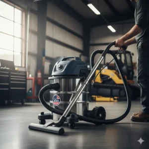Heavy-duty commercial vacuum cleaner engineered and built in the United States for professional use.