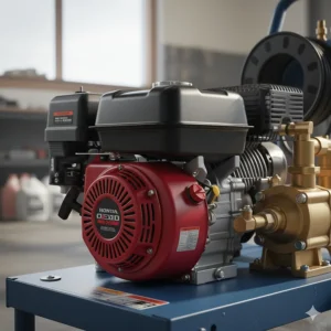 Powerful Honda GX series engine on a 4000 PSI commercial pressure washer, indicating reliable and professional-grade performance for all-day use.