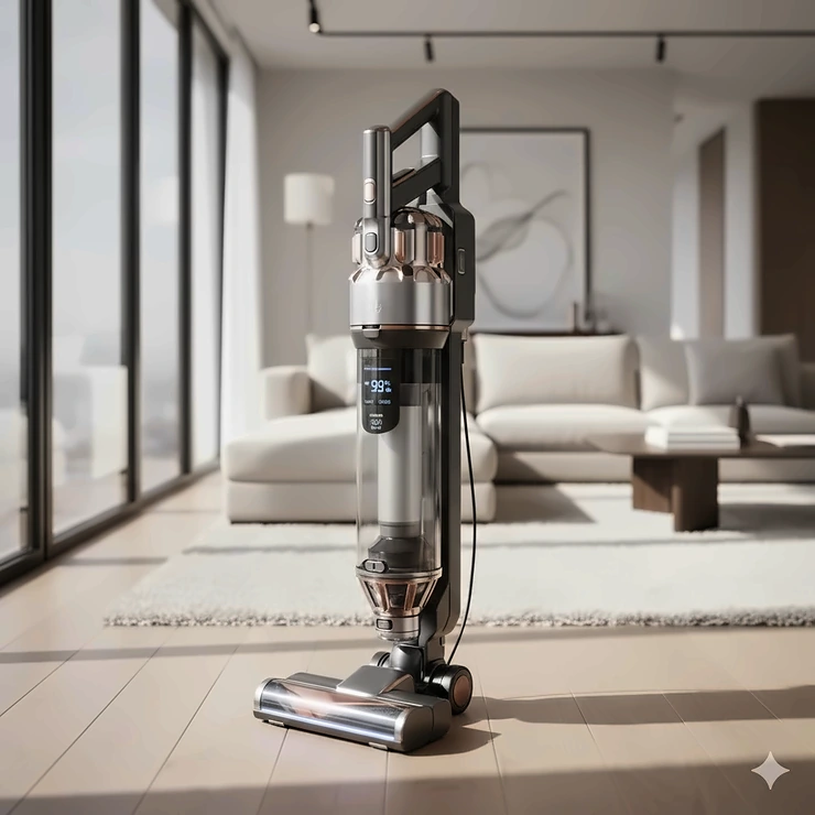 A striking image of the most expensive vacuum cleaner model available, highlighting its premium design and advanced features.