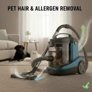 A collection of specialized tools and attachments for the water filtration vacuum cleaner, including crevice tools and upholstery brushes.
