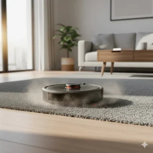 A detailed look at the bristle-and-fin brush roll used in most Shark robot vacuums, often featuring a self-cleaning design to manage hair.