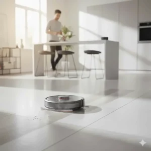 2-in-1 robot vacuum and mop hybrid cleaning kitchen tile floors.