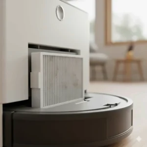 A Roomba high-efficiency filter capturing 99% of cat and dog dander allergens.