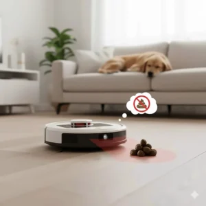 Roomba j7+ identifying and avoiding pet waste on a hardwood floor using PrecisionVision.