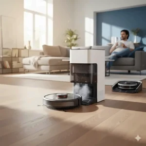 Affordable robot vacuum with self-emptying dock station for hands-free cleaning.