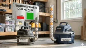 Illustration comparing the peak horsepower of different shop vacuum models available under $200.
