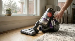 Bagless canister vacuum design showcasing easy-empty dust bin, great value in a vacuum under $500.