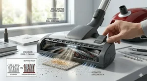 Specialized floor head attachment included with professional German vacuum cleaners.