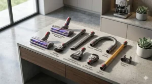 Set of specialized cleaning attachments for high end vacuum cleaners