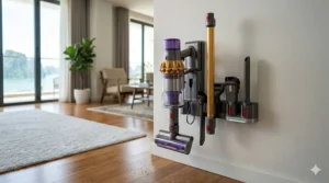 Sleek wall-mounted charging dock for high end vacuum cleaners