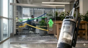 An infographic chart detailing the ROI and cumulative savings of an investment vacuum cleaner