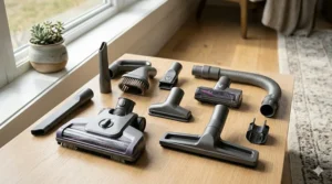 Various attachments and nozzle tools included with a high-rated vacuum under $500.
