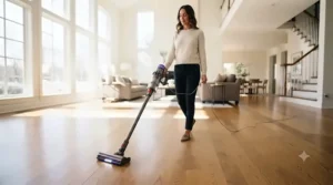 A vacuum for large homes featuring an extra-long power cord for extended reach across multiple rooms.