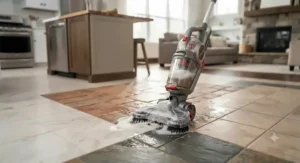 Versatile tile and grout cleaning machine suitable for various stone and ceramic floor types in homes.
