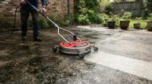 Deep surface restoration powered by a 4000 PSI gas pressure washer for heavy-duty cleaning tasks