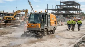 A heavy-duty commercial gas pressure washer for contractors operating on a large commercial construction site.