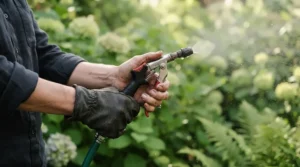 Ergonomic trigger gun used on a high-flow gas pressure washer for large driveways.