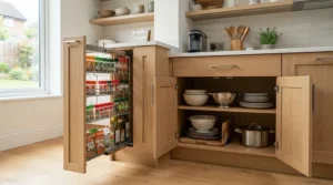 Comparing the footprint of an 18-inch compact built-in dishwasher beside standard cabinetry in a tight space.